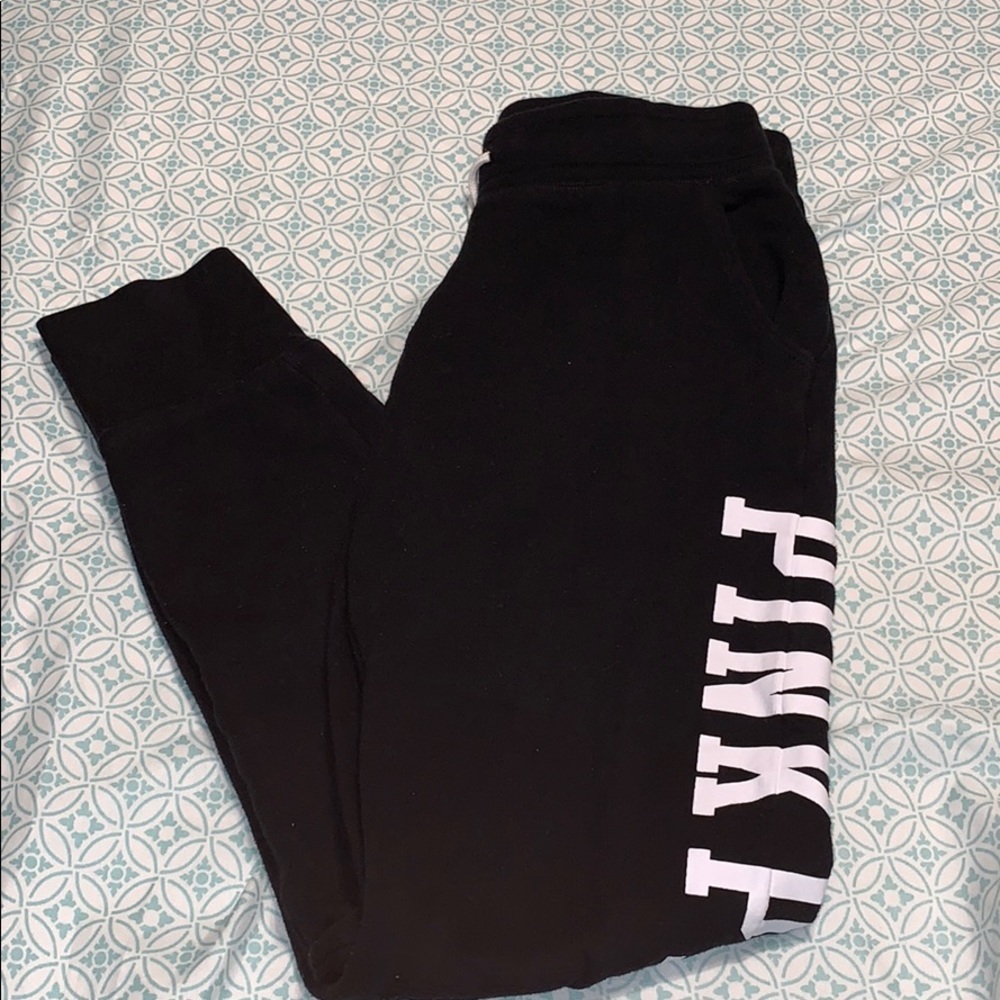 Pink Victoria’s Secret black sweatpants XS